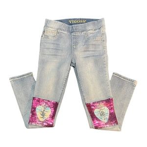 Vigoss Sequin Heart Girls Jeans Size 10